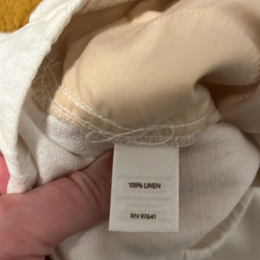 XL GUC White Linen Pure Jill Pants 23” Inseam Elastic Waist w/front pockets - Picture 4 of 6